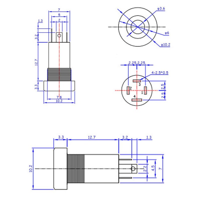 Ximimark 4pcs 3.5mm Audio Video Connector with Nut - Black - Image 2